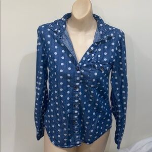 BDG chambray denim polkadot button down top